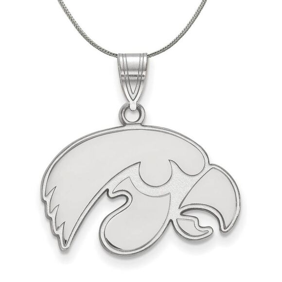 Sterling Silver U. of Iowa Medium Necklace - 24 Inch